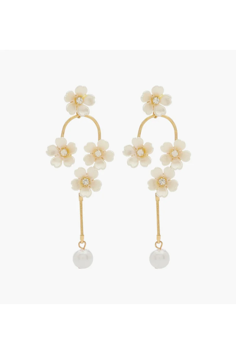 LIFESTYLE Gold Tone Floral Accent Dangling Earrings with Pushback Closure
